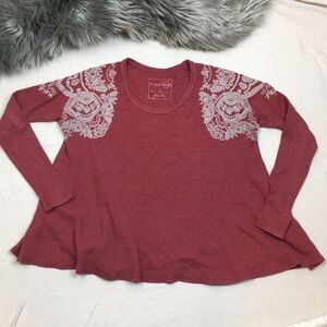 We the Free Free people Thermal Knit TrapezeTop with printed lace